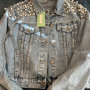 Pearl Embellished Denim Jacket